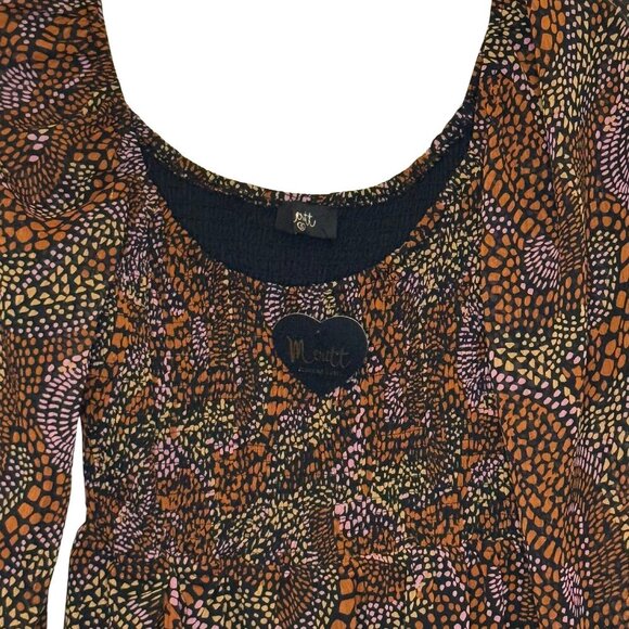 Womens Meritt Abstract Print Smocked Long Sleeve Mini Dress - Size Small - NWT - Picture 3 of 8